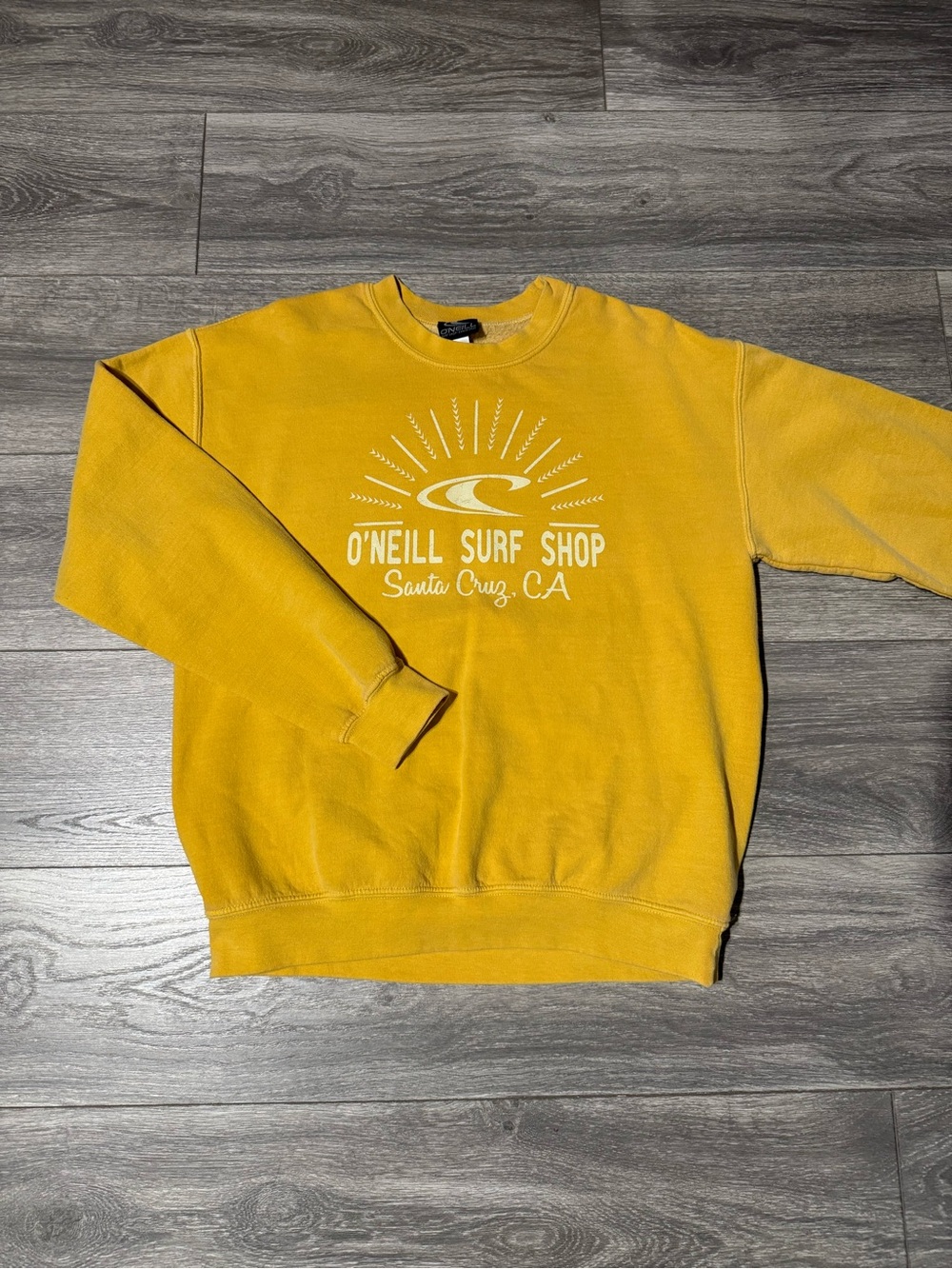 O'Neill Women’s Mustard Yellow Crewneck Sweatshirt with Surf Logo